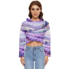 Lavender Flower Tree Women s Lightweight Cropped Hoodie by Ravend