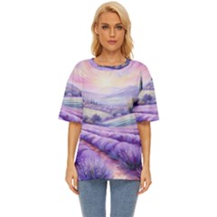 Lavender Flower Tree Oversized Basic Tee