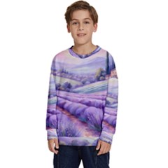 Lavender Flower Tree Kids  Crewneck Sweatshirt