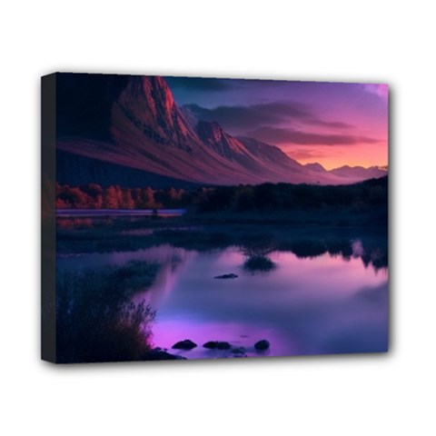 Lake Mountain Night Sea Flower Nature Canvas 10  X 8  (stretched) by Ravend