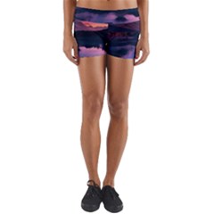 Lake Mountain Night Sea Flower Nature Yoga Shorts by Ravend