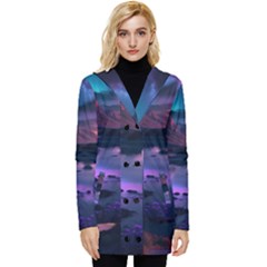 Lake Mountain Night Sea Flower Nature Button Up Hooded Coat  by Ravend