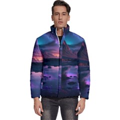 Lake Mountain Night Sea Flower Nature Men s Puffer Bubble Jacket Coat by Ravend