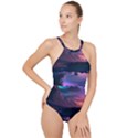 Lake Mountain Night Sea Flower Nature High Neck One Piece Swimsuit View1