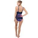 Lake Mountain Night Sea Flower Nature High Neck One Piece Swimsuit View2