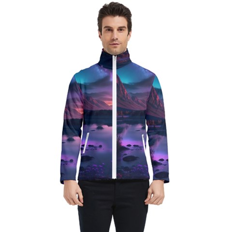 Lake Mountain Night Sea Flower Nature Men s Bomber Jacket by Ravend