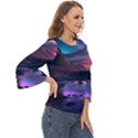 Lake Mountain Night Sea Flower Nature Cut Out Wide Sleeve Top View3