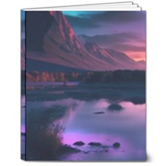 Lake Mountain Night Sea Flower Nature 8  X 10  Hardcover Notebook by Ravend