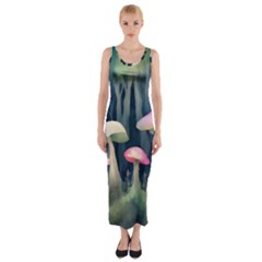 Mushroom Fungus Fitted Maxi Dress by Ravend