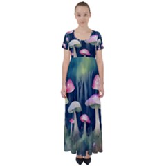 Mushroom Fungus High Waist Short Sleeve Maxi Dress by Ravend