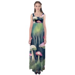 Mushroom Fungus Empire Waist Maxi Dress by Ravend