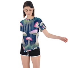 Mushroom Fungus Asymmetrical Short Sleeve Sports Tee by Ravend