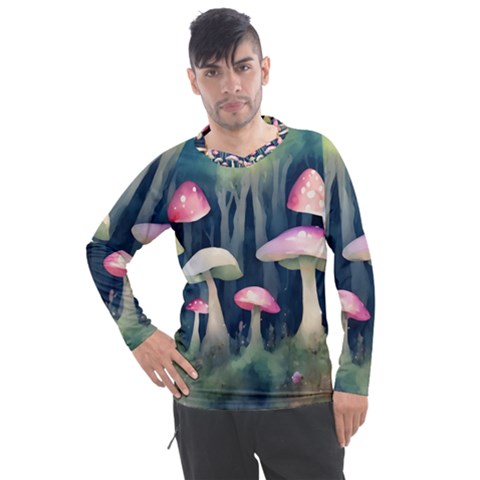 Mushroom Fungus Men s Pique Long Sleeve Tee by Ravend