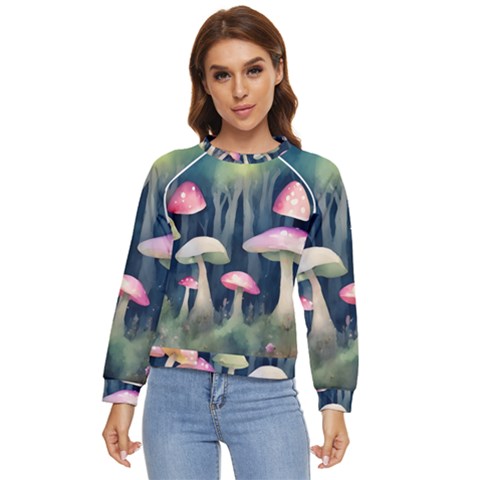 Mushroom Fungus Women s Long Sleeve Raglan Tee by Ravend