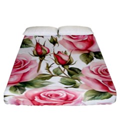 Flower Rose Pink Fitted Sheet (california King Size) by Ravend