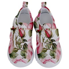 Flower Rose Pink Kids  Velcro No Lace Shoes by Ravend