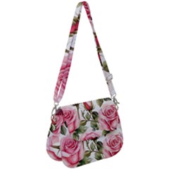 Flower Rose Pink Saddle Handbag by Ravend