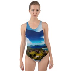 Beach Island Nature Cut-out Back One Piece Swimsuit by Ravend