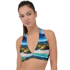 Beach Island Nature Halter Plunge Bikini Top by Ravend