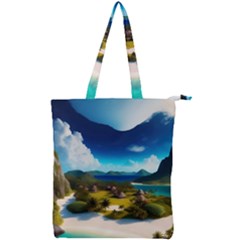 Beach Island Nature Double Zip Up Tote Bag by Ravend