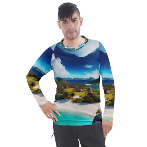 Beach Island Nature Men s Pique Long Sleeve Tee by Ravend