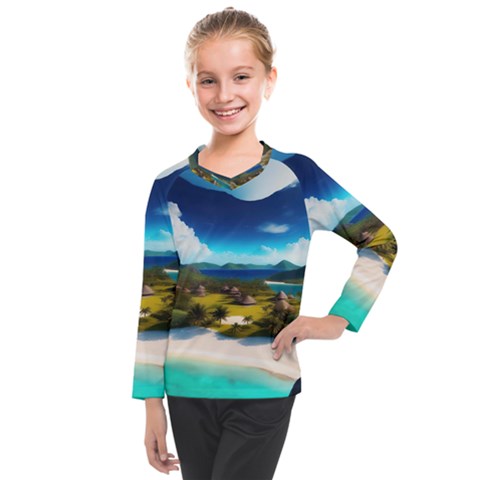 Beach Island Nature Kids  Long Mesh Tee by Ravend