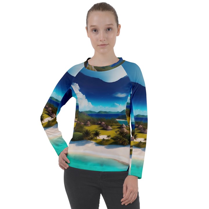 Beach Island Nature Women s Long Sleeve Raglan Tee