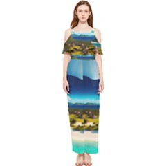 Beach Island Nature Draped Sleeveless Chiffon Jumpsuit by Ravend