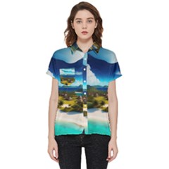 Beach Island Nature Short Sleeve Pocket Shirt by Ravend