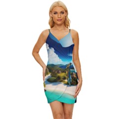 Beach Island Nature Wrap Tie Front Dress by Ravend