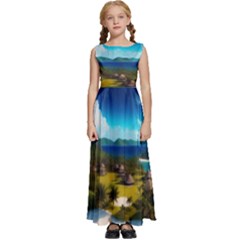 Beach Island Nature Kids  Satin Sleeveless Maxi Dress by Ravend