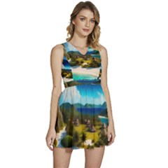 Beach Island Nature Sleeveless High Waist Mini Dress by Ravend