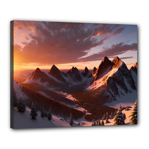 Landscape Mountains Nature Canvas 20  X 16  (stretched) by Ravend