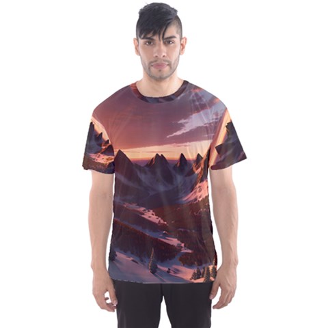 Landscape Mountains Nature Men s Sport Mesh Tee by Ravend