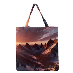 Landscape Mountains Nature Grocery Tote Bag by Ravend