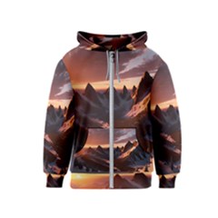 Landscape Mountains Nature Kids  Zipper Hoodie