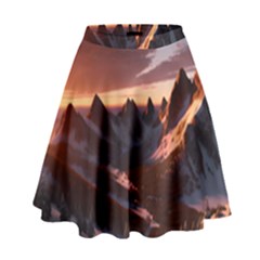 Landscape Mountains Nature High Waist Skirt by Ravend