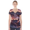 Landscape Mountains Nature Short Sleeve Front Detail Top View1