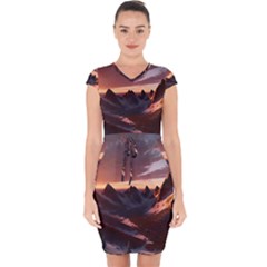 Landscape Mountains Nature Capsleeve Drawstring Dress  by Ravend