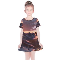 Landscape Mountains Nature Kids  Simple Cotton Dress