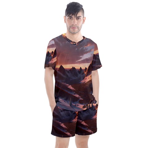 Landscape Mountains Nature Men s Mesh Tee And Shorts Set by Ravend