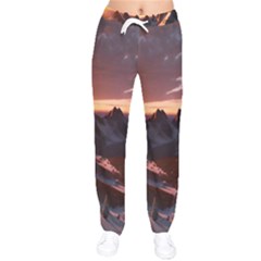 Landscape Mountains Nature Women Velvet Drawstring Pants