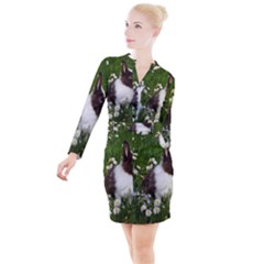 Rabbit Button Long Sleeve Dress by artworkshop