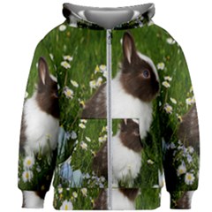 Rabbit Kids  Zipper Hoodie Without Drawstring by artworkshop