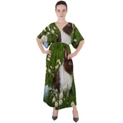 Rabbit V-neck Boho Style Maxi Dress by artworkshop