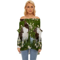 Rabbit Off Shoulder Chiffon Pocket Shirt by artworkshop