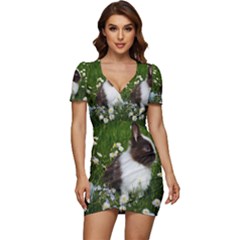 Rabbit Low Cut Cap Sleeve Mini Dress by artworkshop