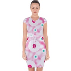 Wallpaper Pink Capsleeve Drawstring Dress 