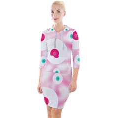 Wallpaper Pink Quarter Sleeve Hood Bodycon Dress