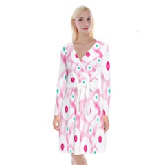 Wallpaper Pink Long Sleeve Velvet Front Wrap Dress by Luxe2Comfy